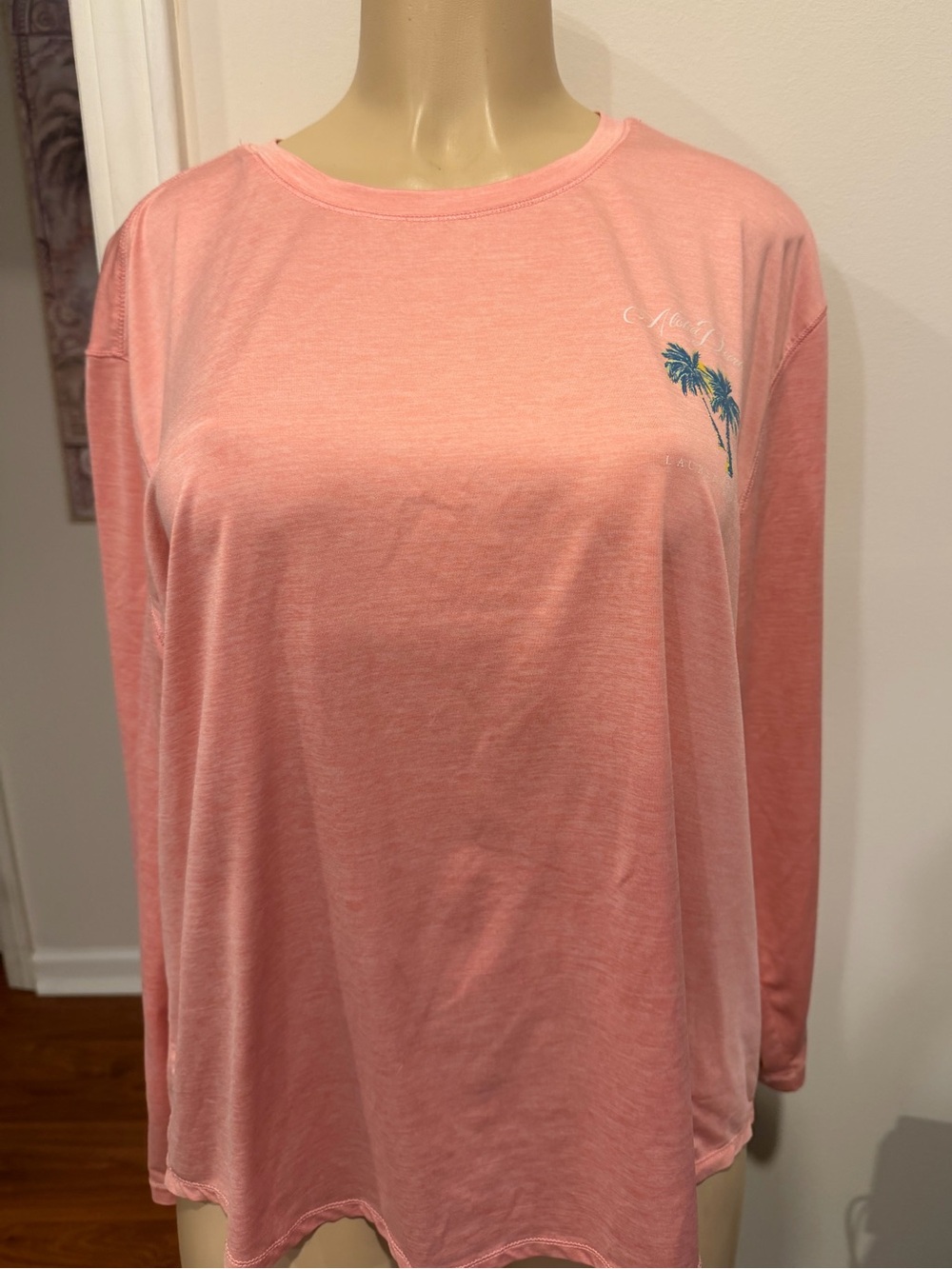 Lauren James Coral Long-Sleeve Tee with Palm Graphic